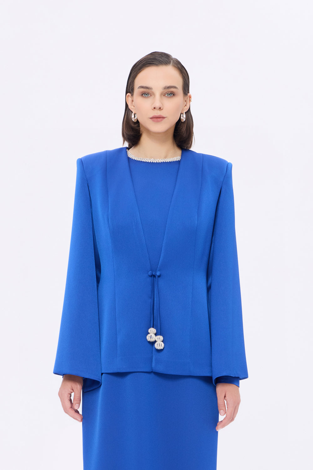 Taş İşleme Detaylı Abiye Elbise - Ceket Takım - 9018C