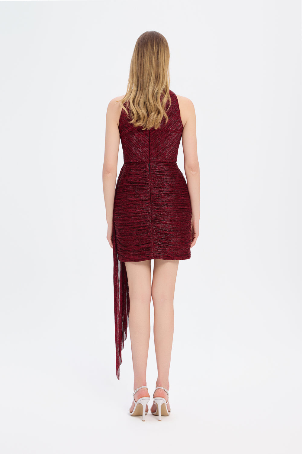 Taşlı Drape Detaylı Mini Abiye Elbise - 9009C