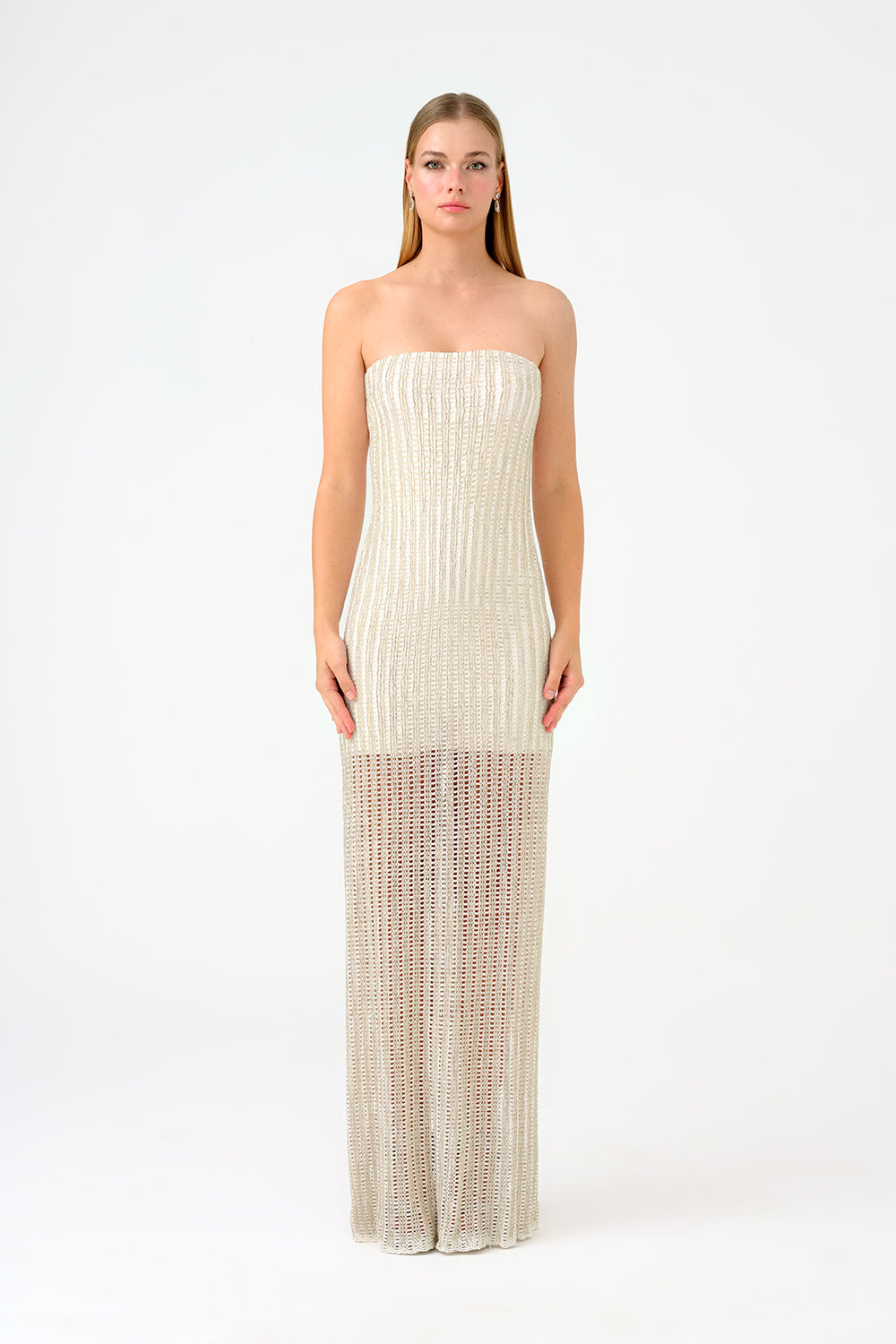 Yırtmaçlı Taş İşlemeli Uzun Abiye Elbise - 9109C