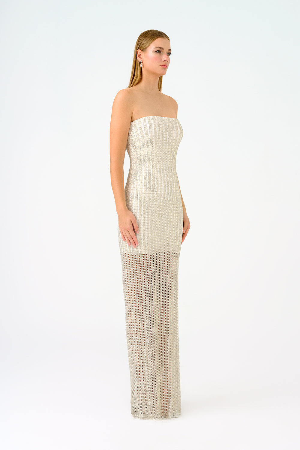 Yırtmaçlı Taş İşlemeli Uzun Abiye Elbise - 9109C