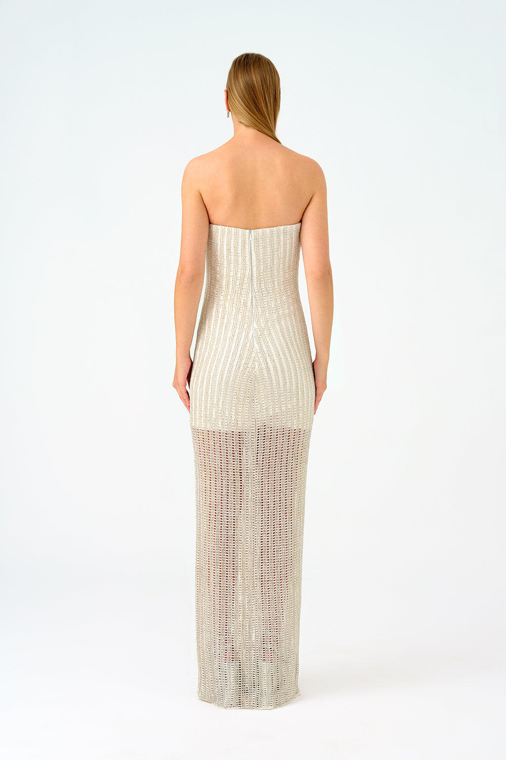 Yırtmaçlı Taş İşlemeli Uzun Abiye Elbise - 9109C