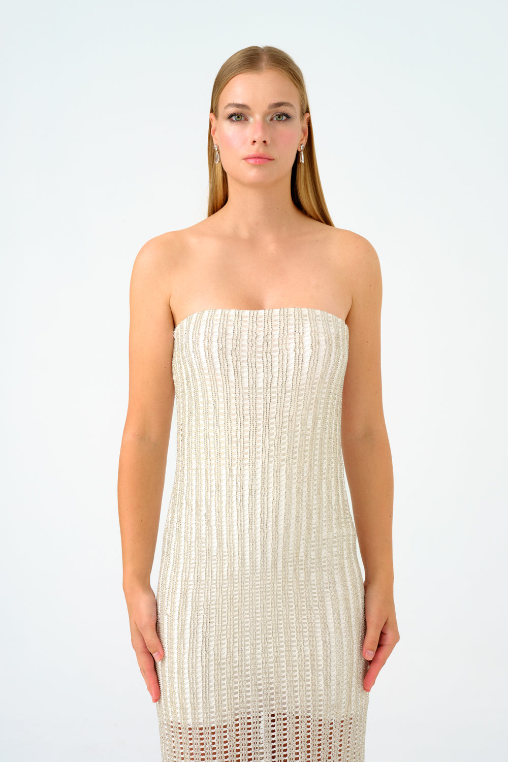 Yırtmaçlı Taş İşlemeli Uzun Abiye Elbise - 9109C