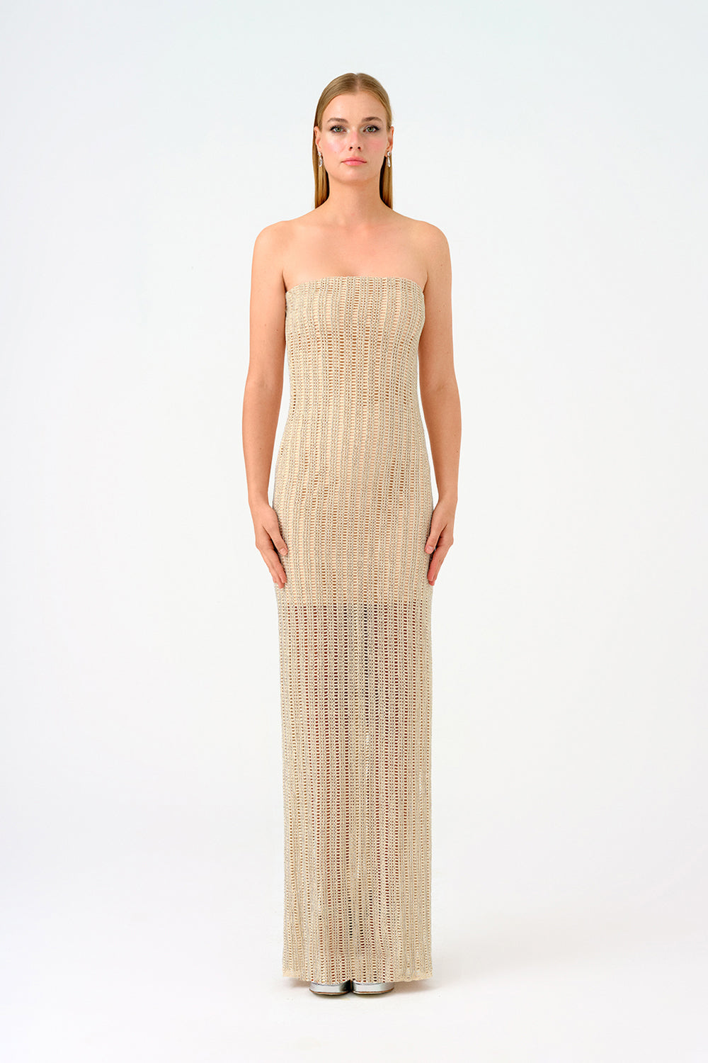 Yırtmaçlı Taş İşlemeli Uzun Abiye Elbise - 9109C