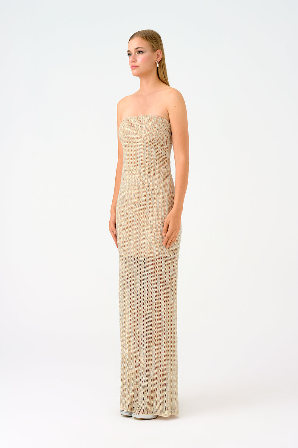 Yırtmaçlı Taş İşlemeli Uzun Abiye Elbise - 9109C