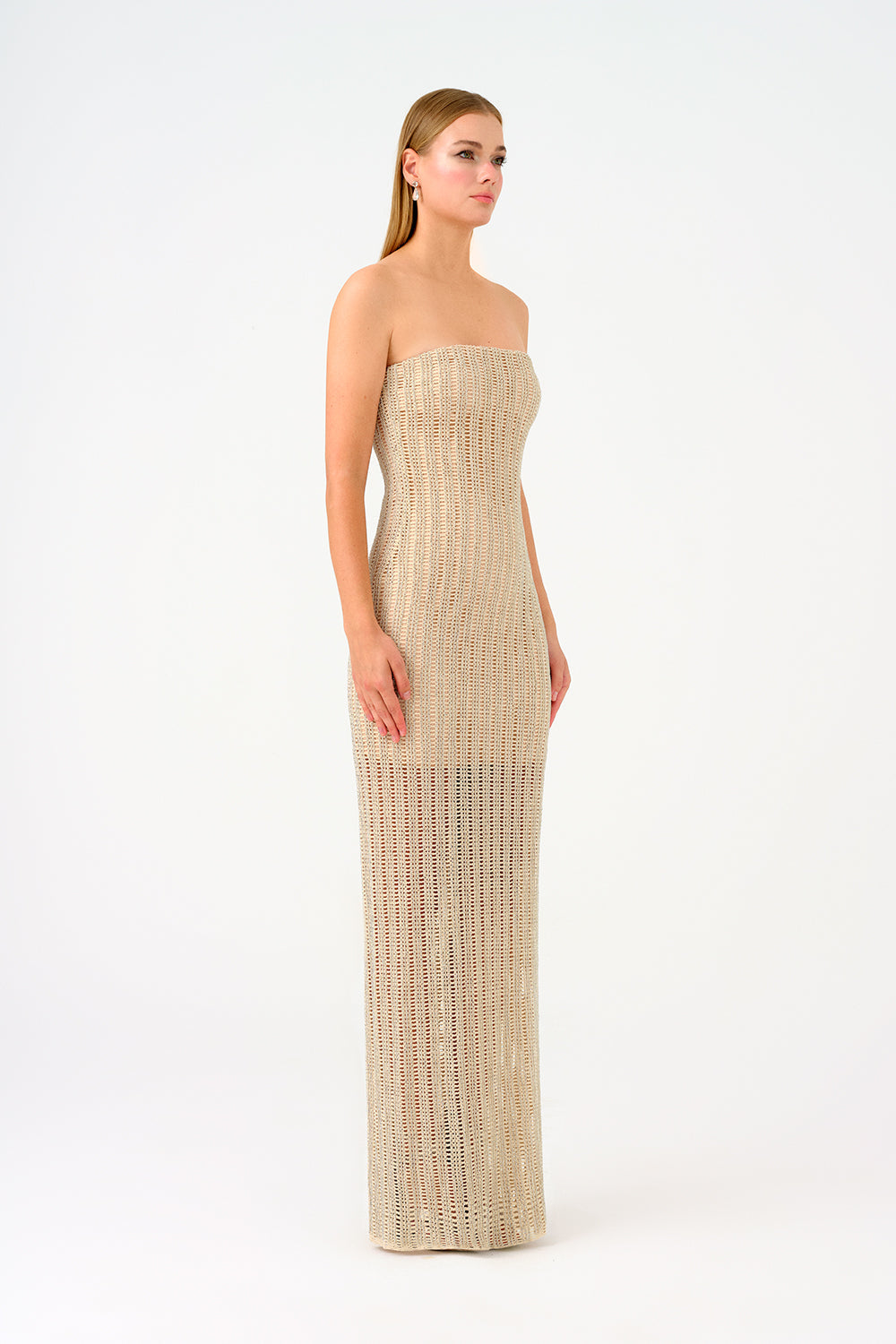 Yırtmaçlı Taş İşlemeli Uzun Abiye Elbise - 9109C