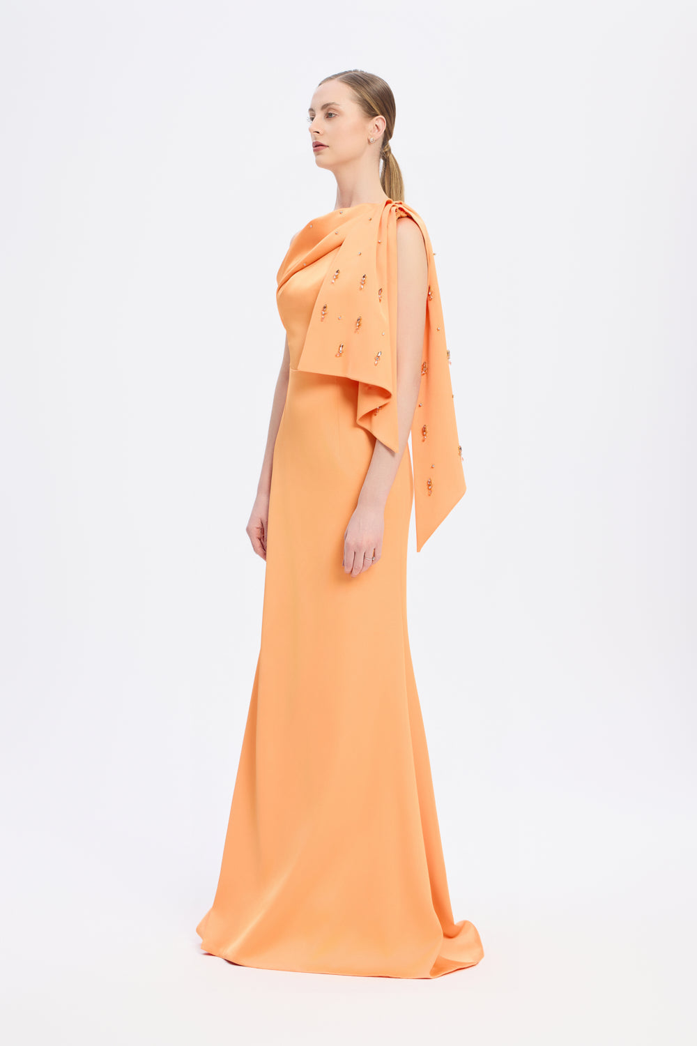 Taş İşlemeli Balık Kesim Uzun Abiye Elbise - 9166C