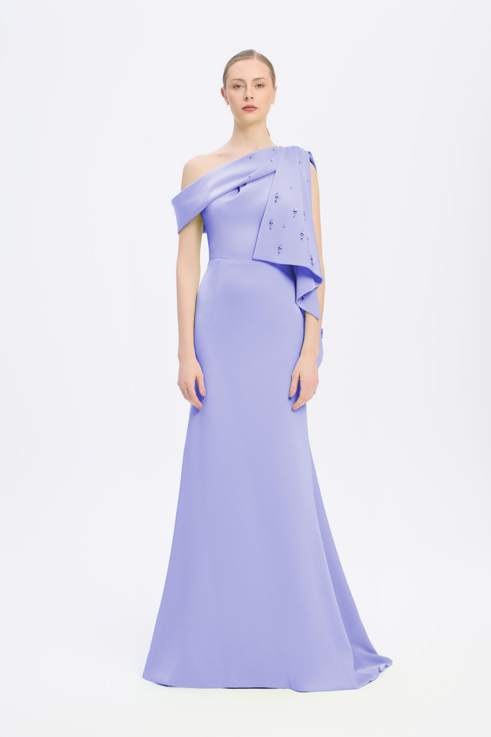 Taş İşlemeli Balık Kesim Uzun Abiye Elbise - 9166C