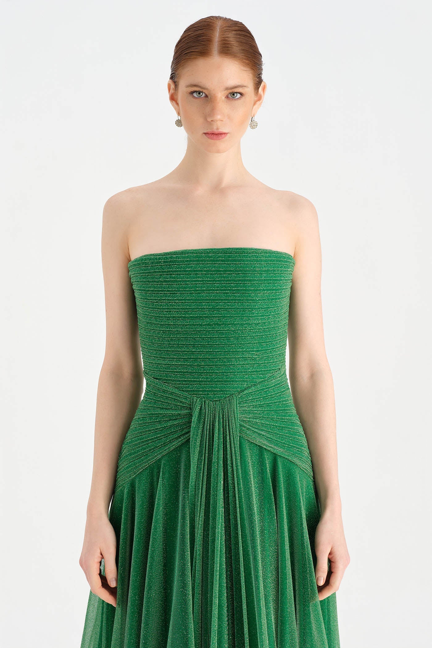 Strapless Collar Silvery Long Evening Dress - 9167C