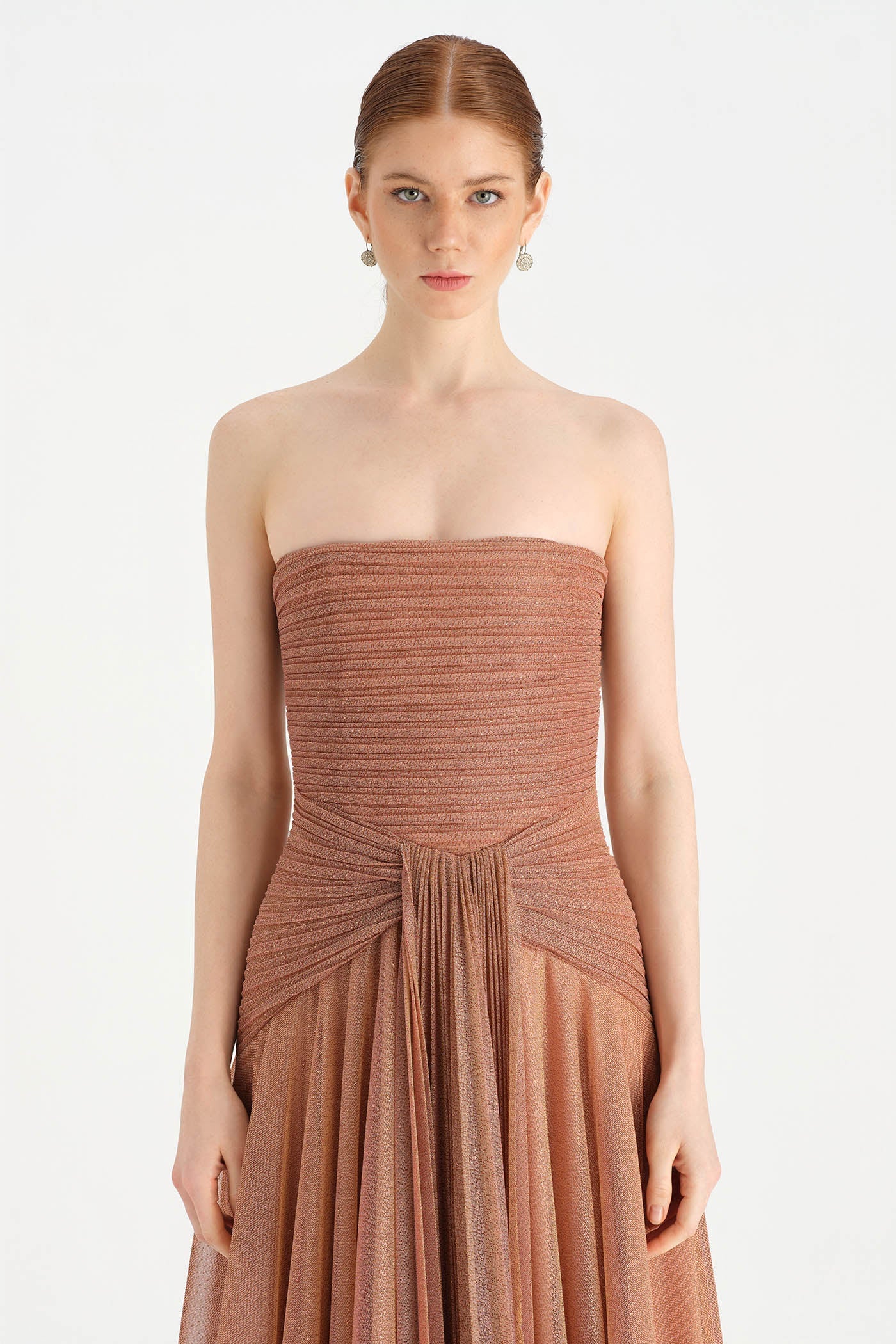 Strapless Collar Silvery Long Evening Dress - 9167C