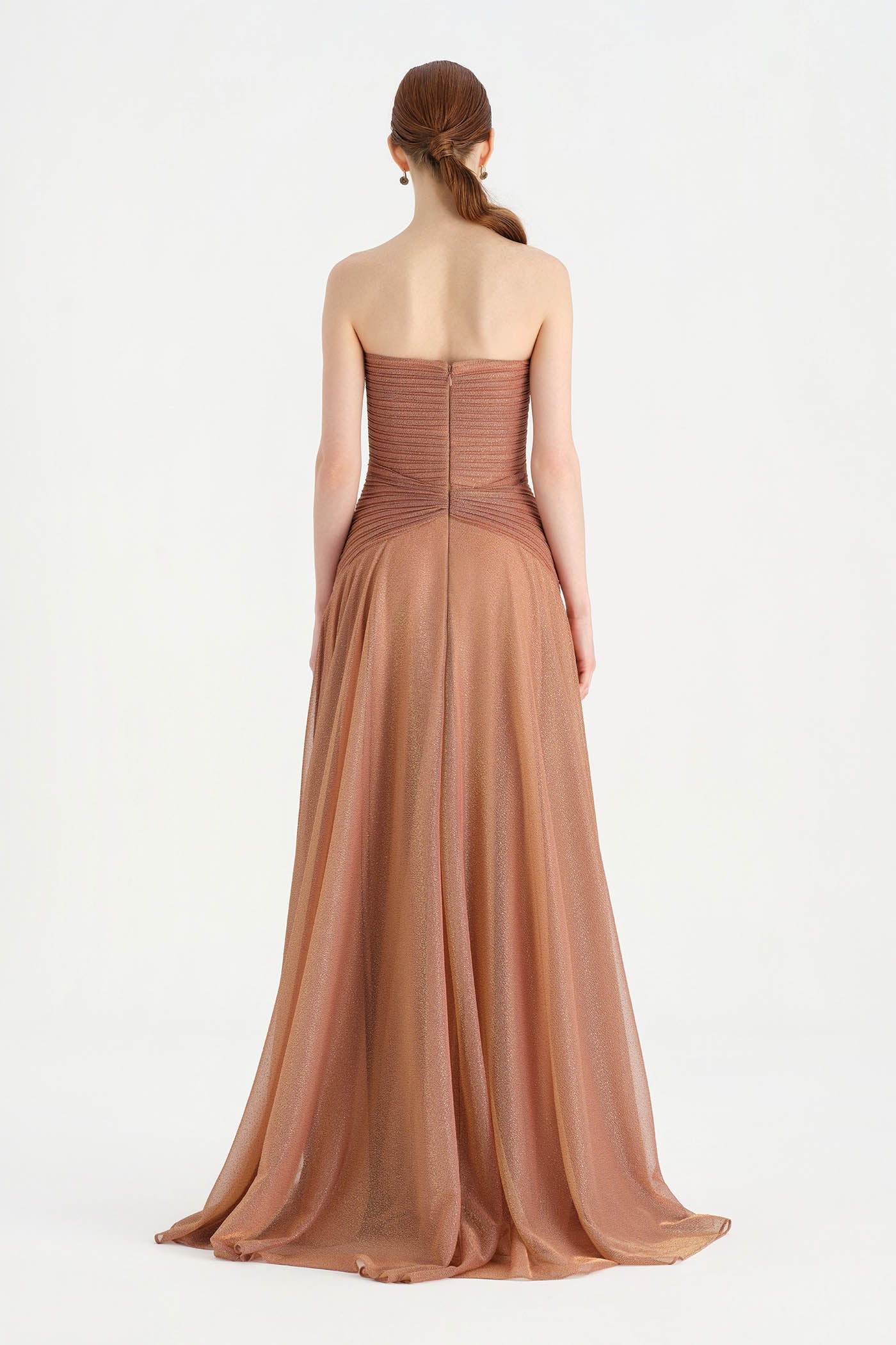 Strapless Collar Silvery Long Evening Dress - 9167C