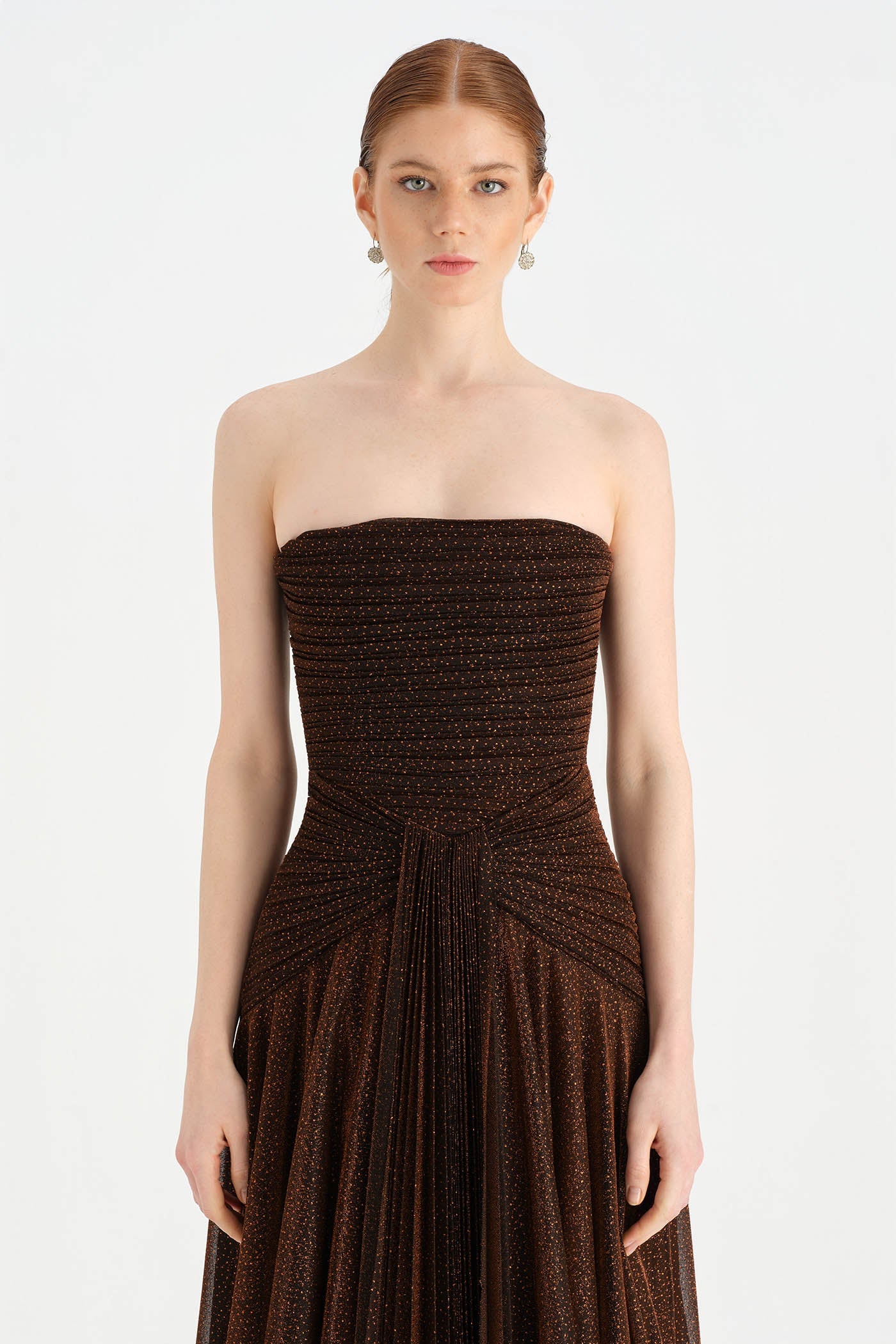 Strapless Collar Silvery Long Evening Dress - 9167C