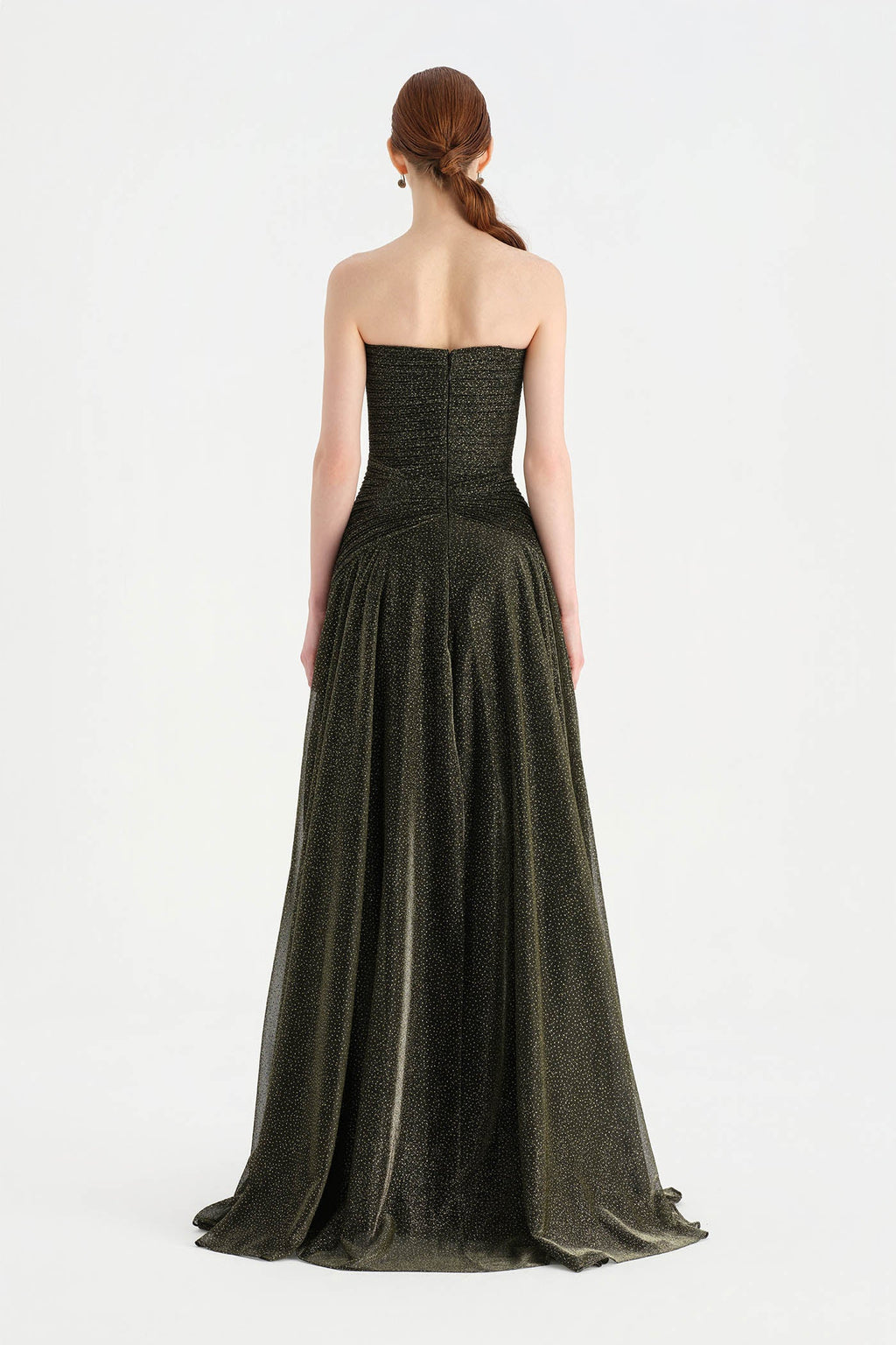 Strapless Collar Silvery Long Evening Dress - 9167C