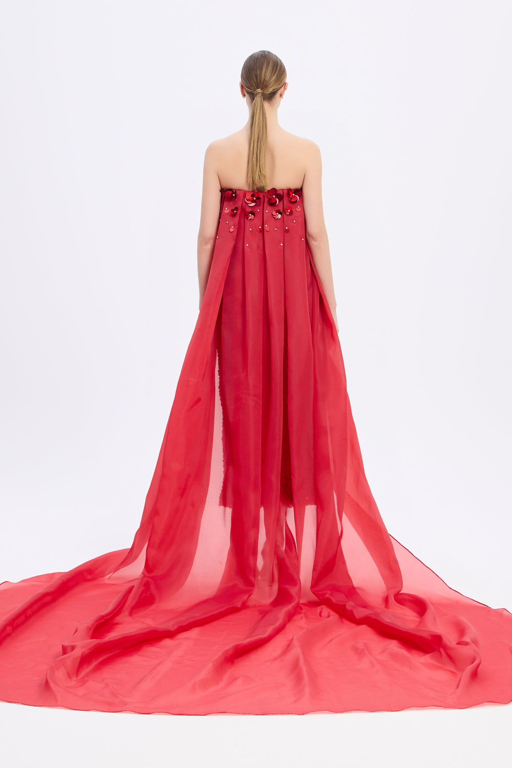 Payet İşlemeli Straplez Midi Abiye Elbise - 9191C