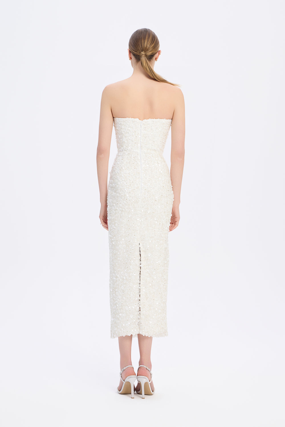 Payet İşlemeli Straplez Midi Abiye Elbise - 9191C
