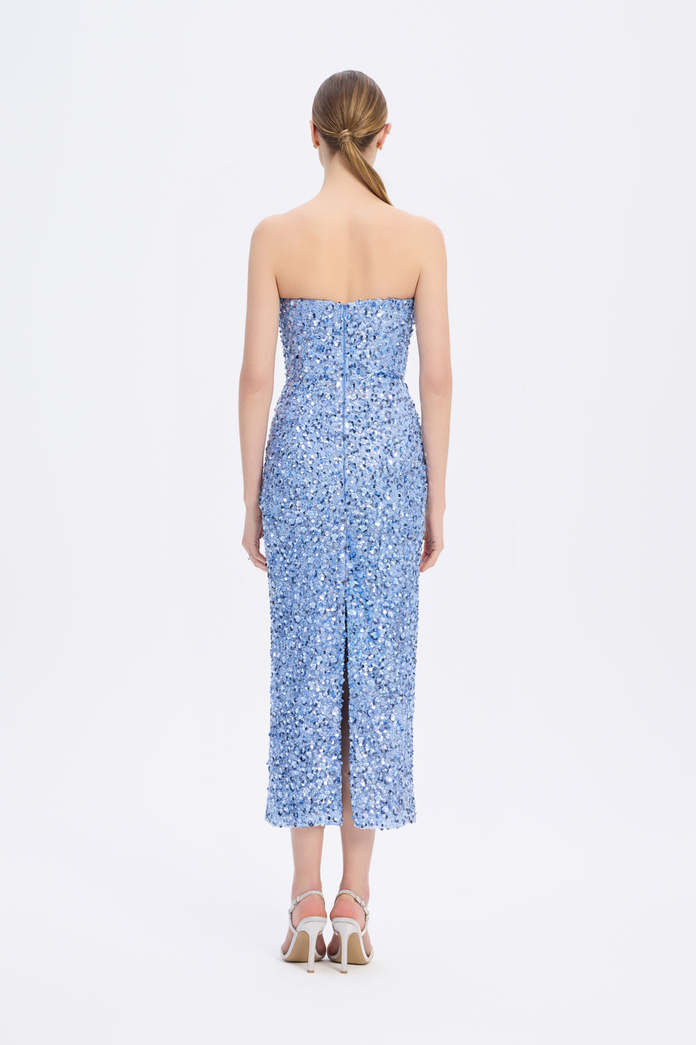 Payet İşlemeli Straplez Midi Abiye Elbise - 9191C