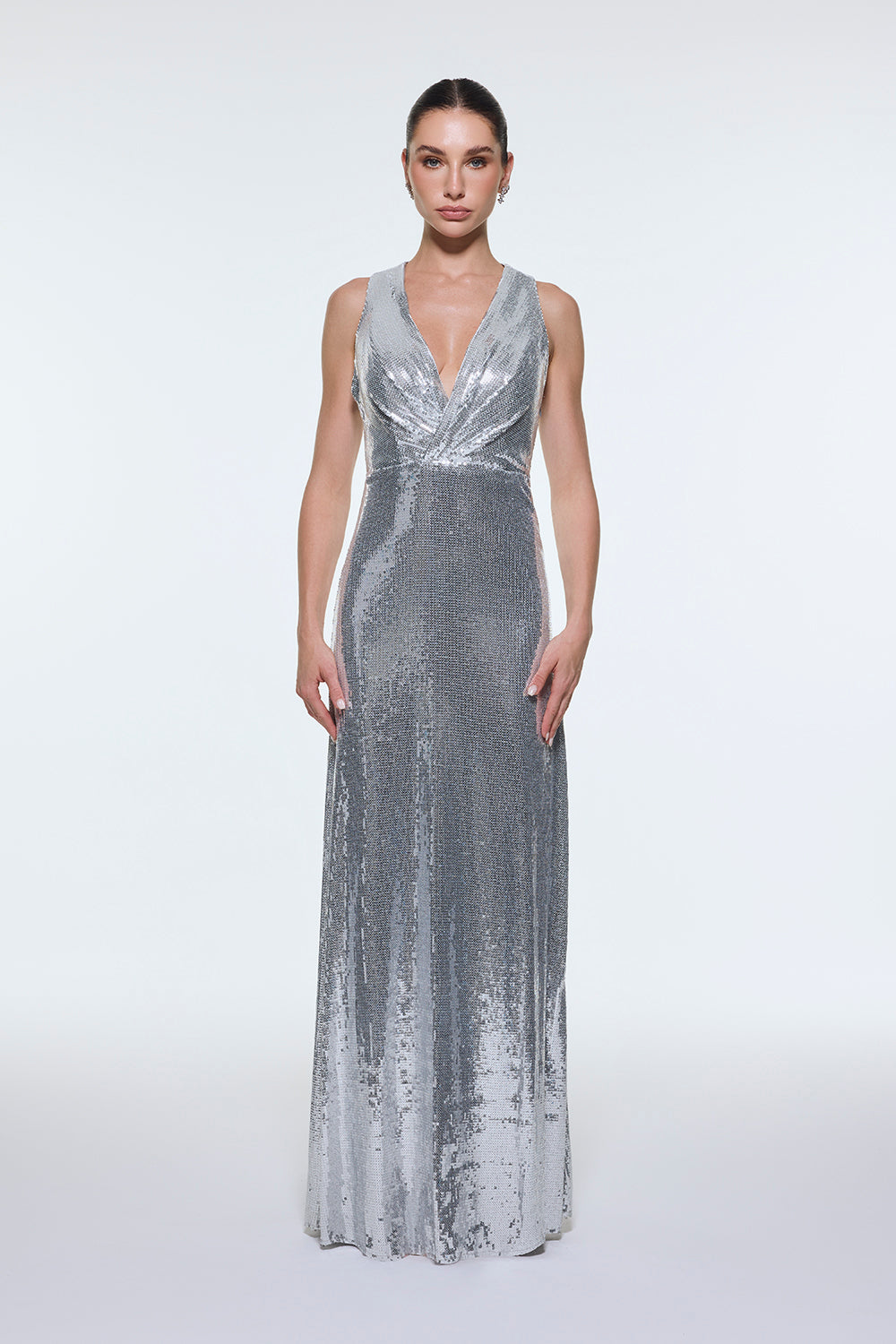 Sırt Dekolte Detaylı Payet Uzun Abiye Elbise - 9201C
