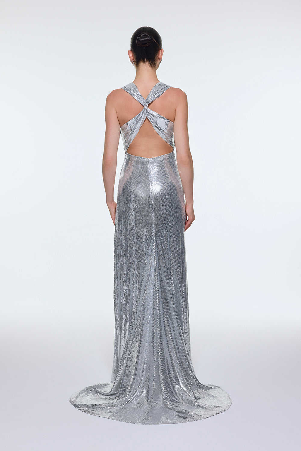 Sırt Dekolte Detaylı Payet Uzun Abiye Elbise - 9201C