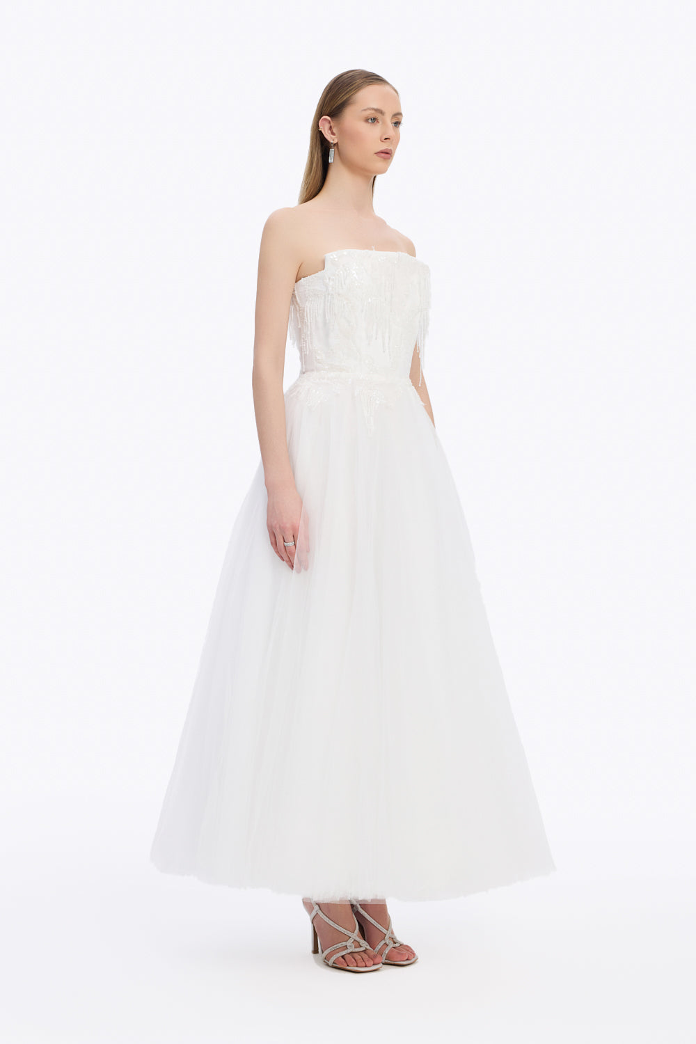 Taş İşlemeli Straplez Uzun Abiye Elbise - 5131C