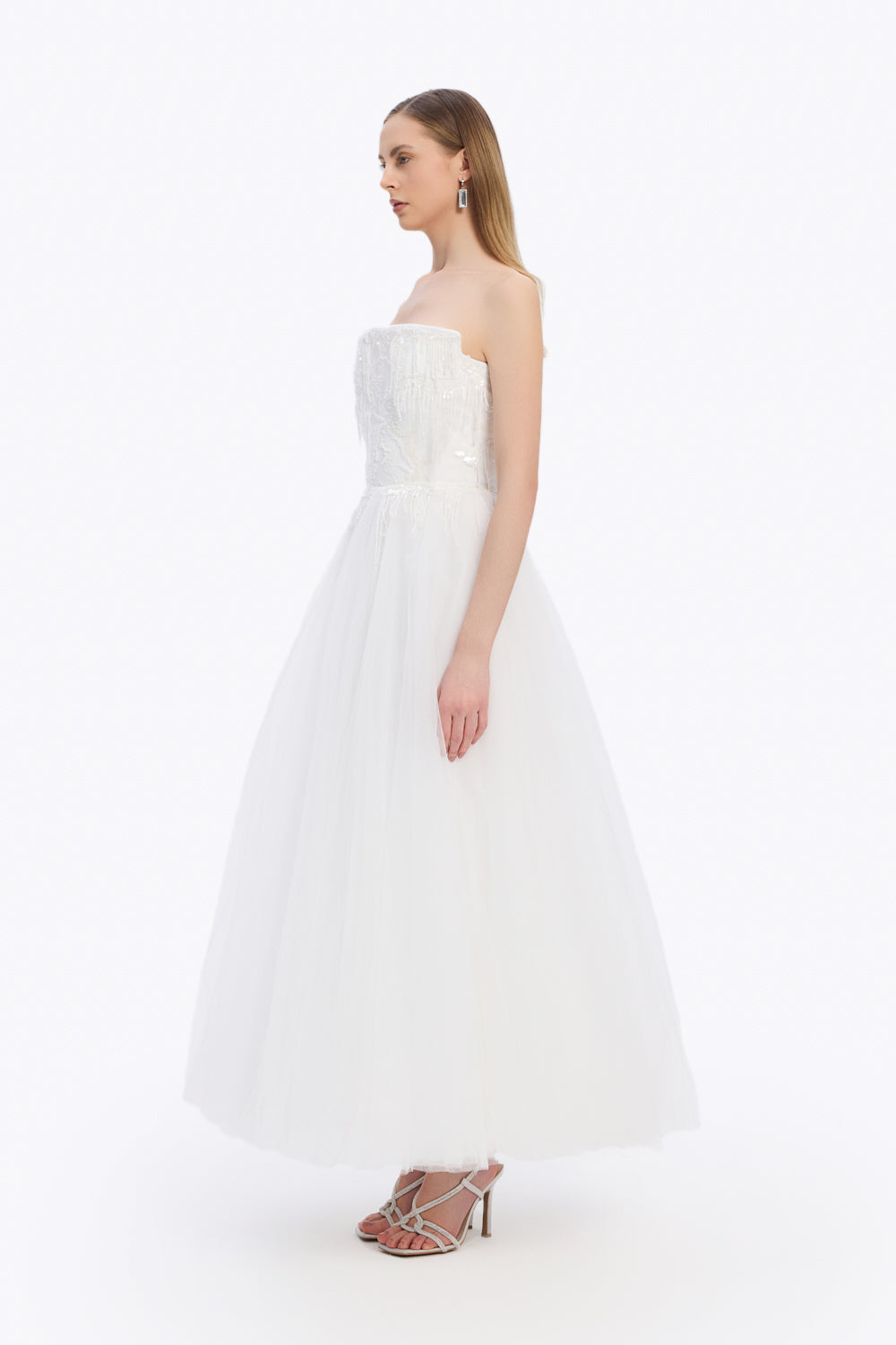 Taş İşlemeli Straplez Uzun Abiye Elbise - 5131C