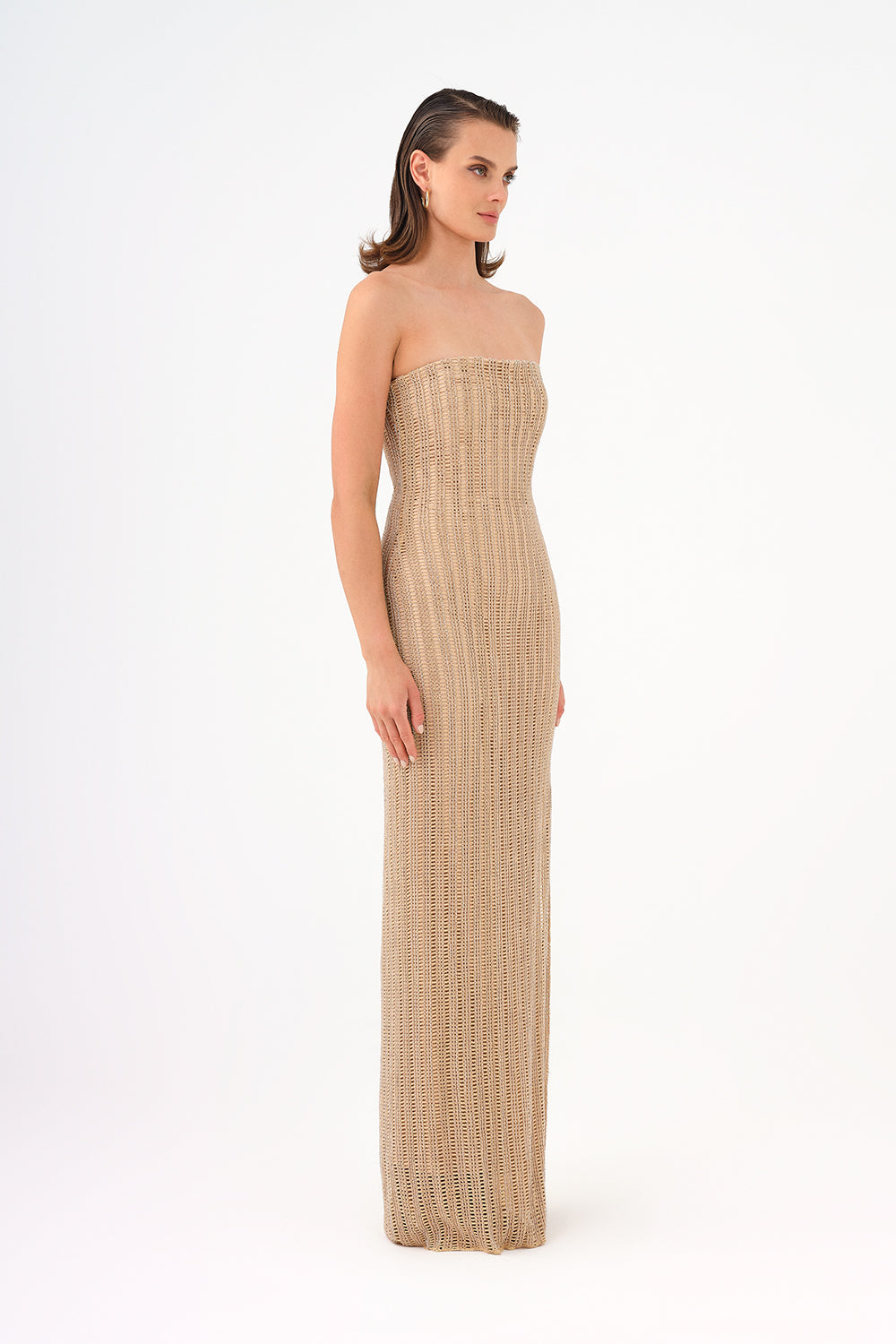 Yırtmaçlı Taş İşlemeli Uzun Abiye Elbise - 9109C