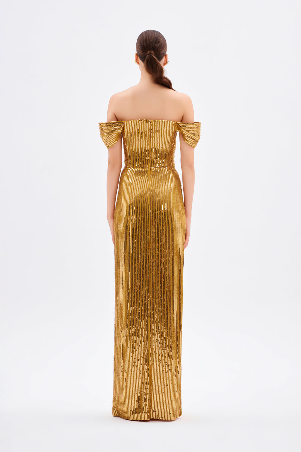 Fiyonk Detaylı Payetli Uzun Abiye Elbise - 9055C