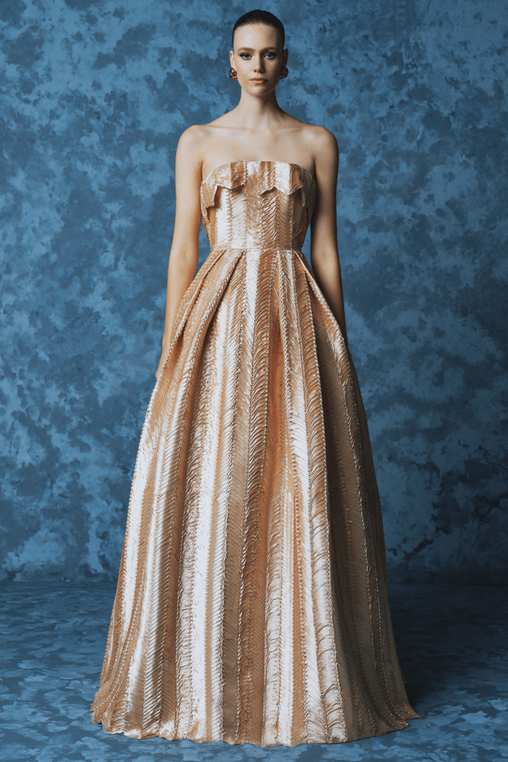 Straplez Yaka Prenses Kesim Uzun Abiye Elbise - 9050C