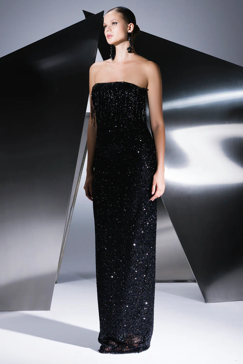 Taş İşlemeli Straplez Uzun Abiye Elbise - 9202C