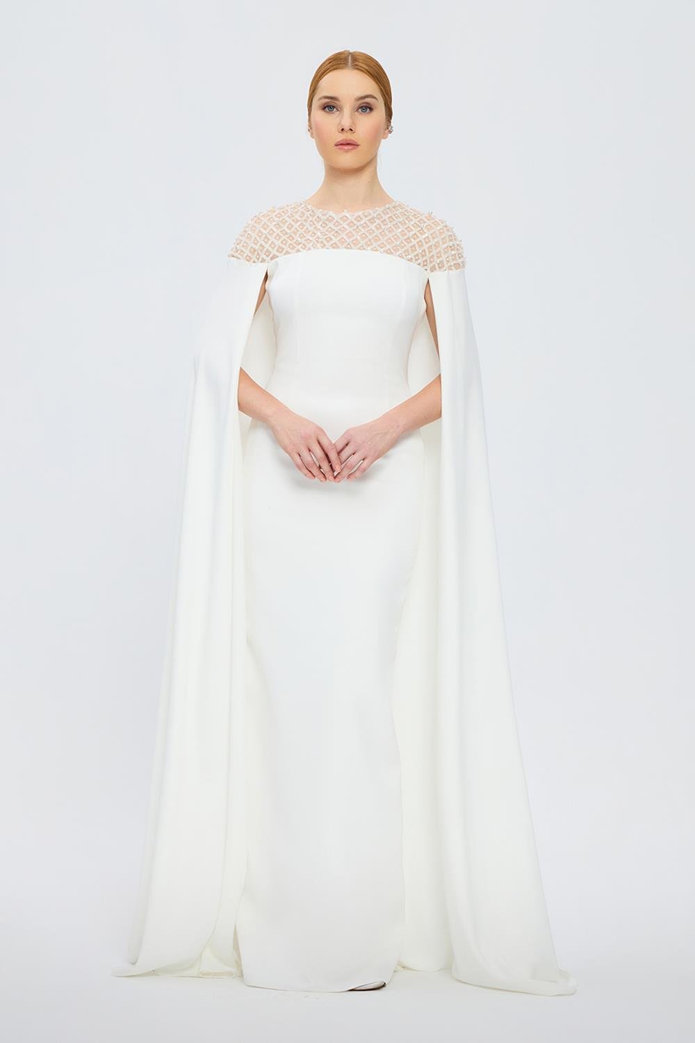 Hakim Yaka Taş İşlemeli Tesettür Abiye Elbise - 1027C