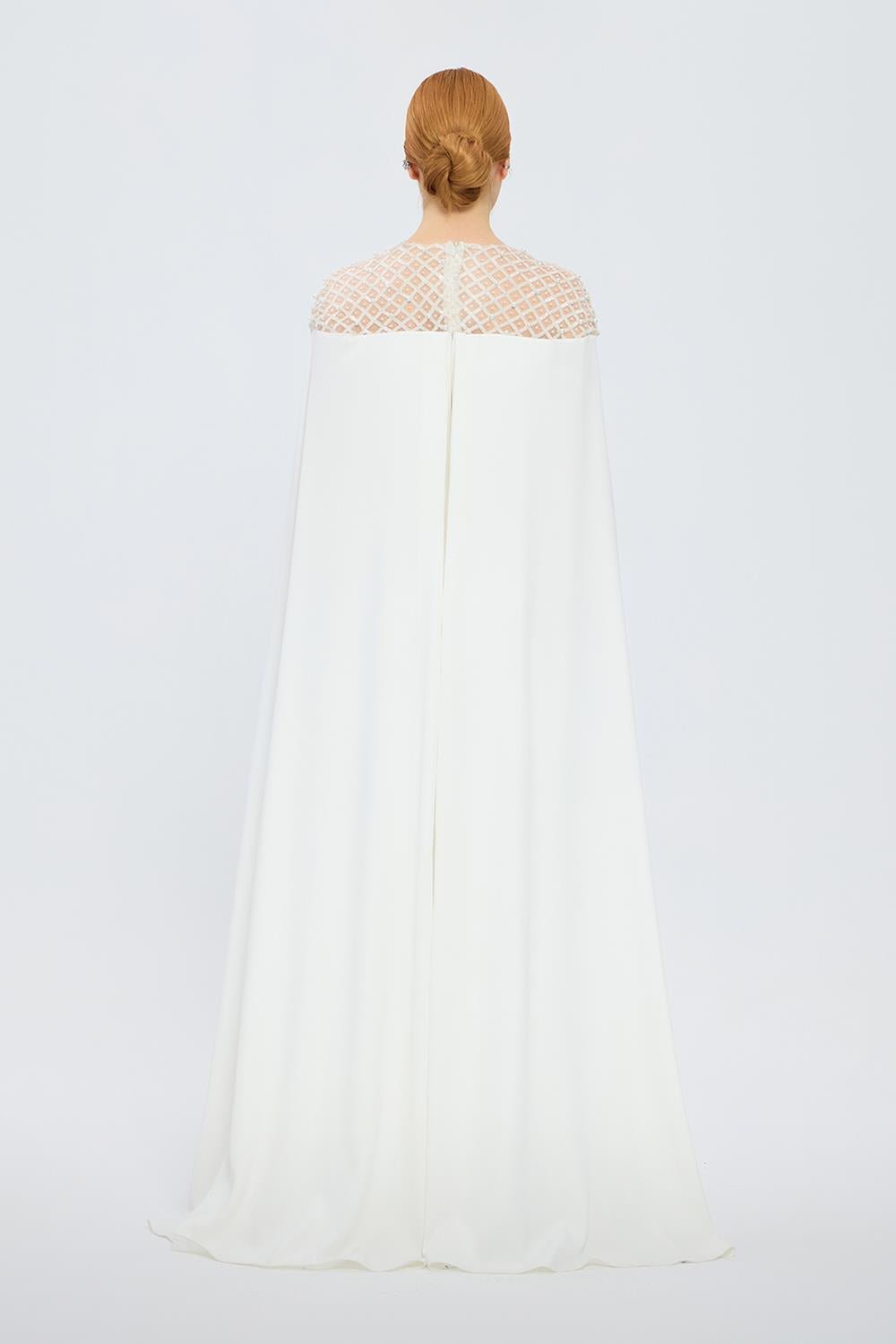 Hakim Yaka Taş İşlemeli Tesettür Abiye Elbise - 1027C