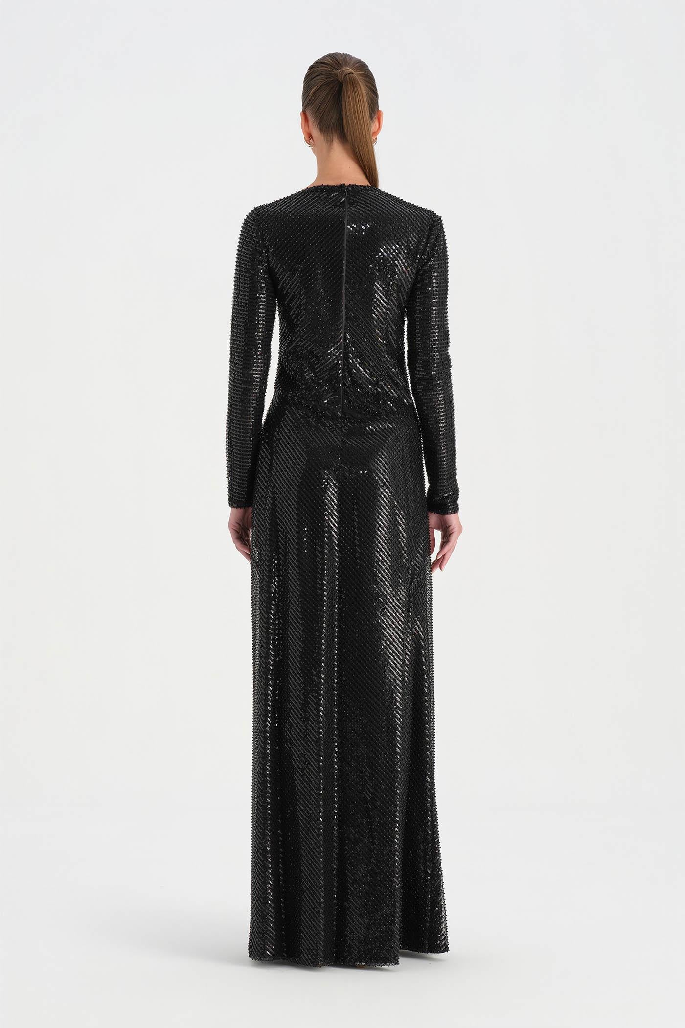 Crystal-Embellished High-Slit Evening Dress - 26049C