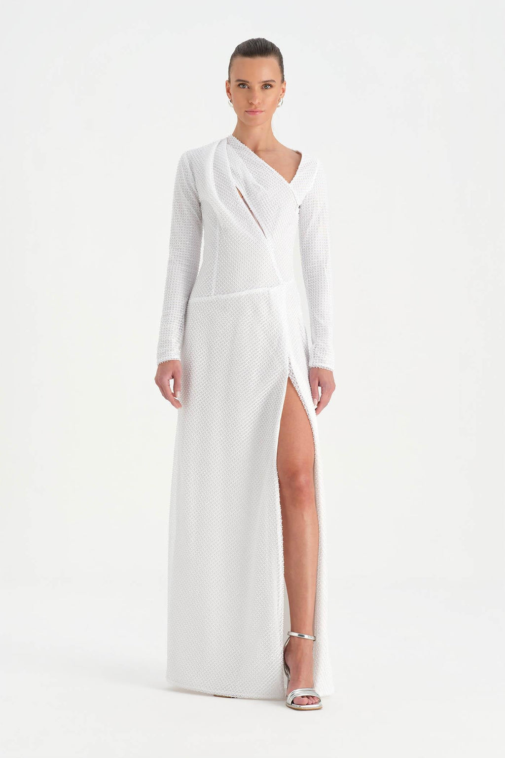 Crystal-Embellished High-Slit Evening Dress - 26049C