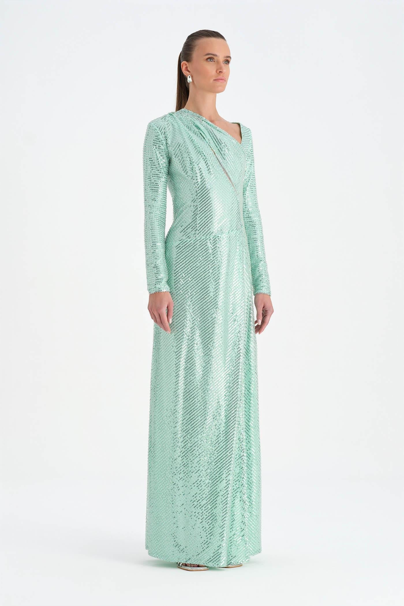 Crystal-Embellished High-Slit Evening Dress - 26049C