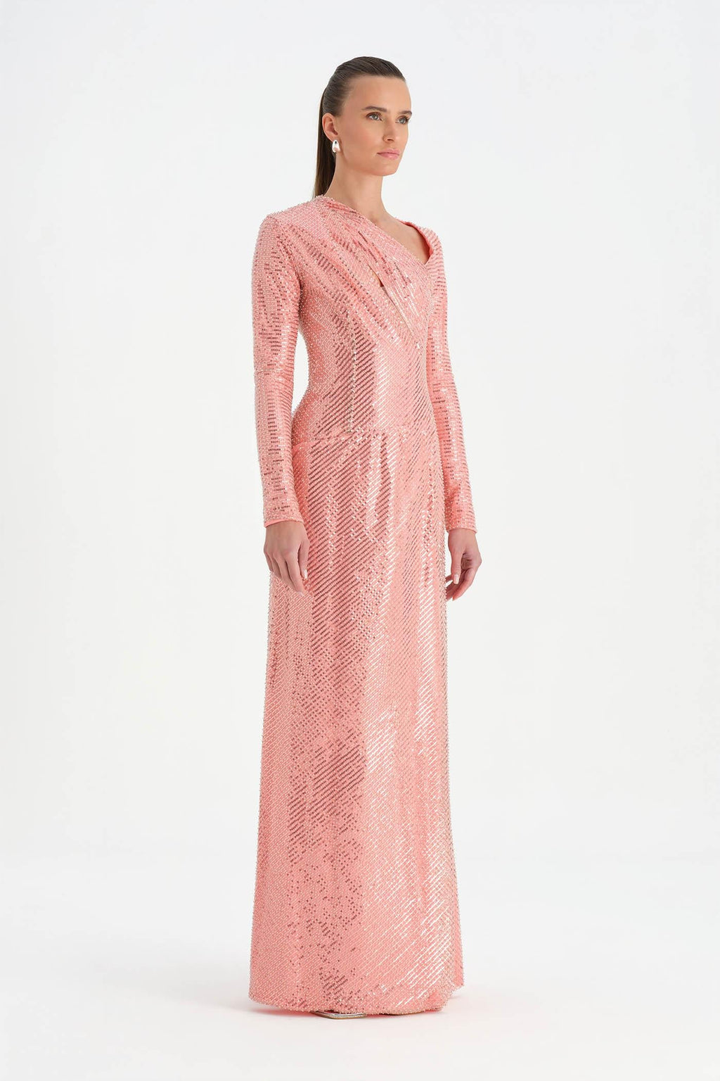 Crystal-Embellished High-Slit Evening Dress - 26049C