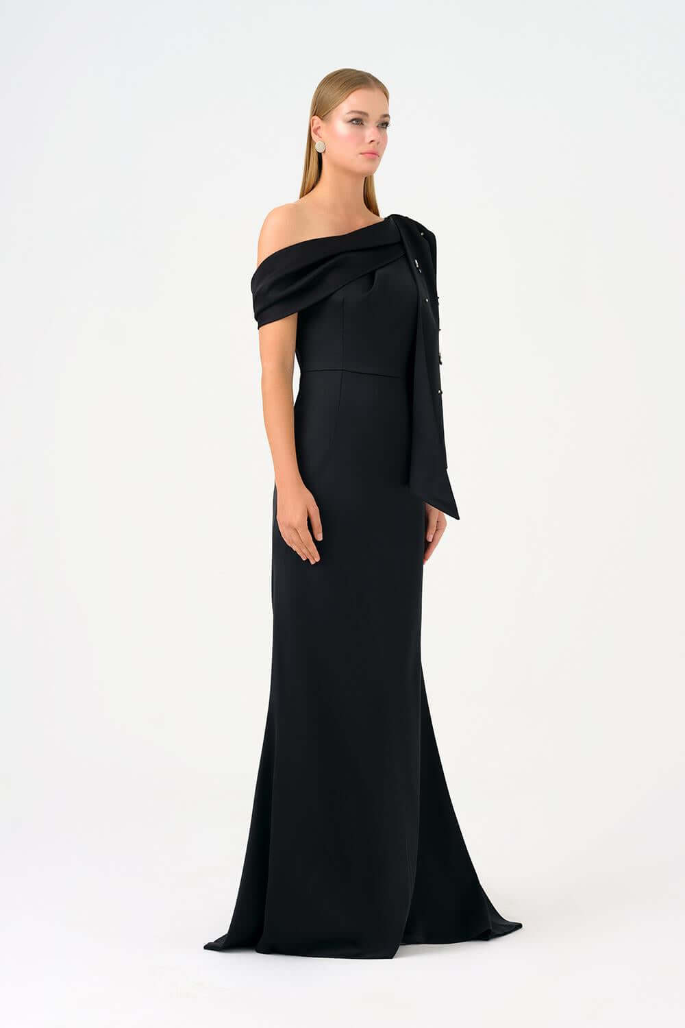 Taş İşlemeli Balık Kesim Uzun Abiye Elbise - 9166C