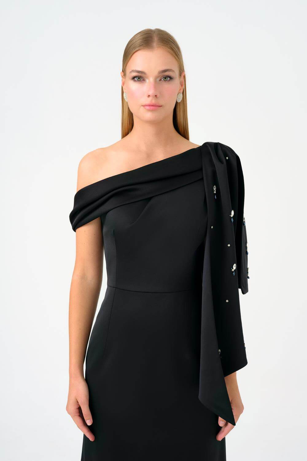 Taş İşlemeli Balık Kesim Uzun Abiye Elbise - 9166C