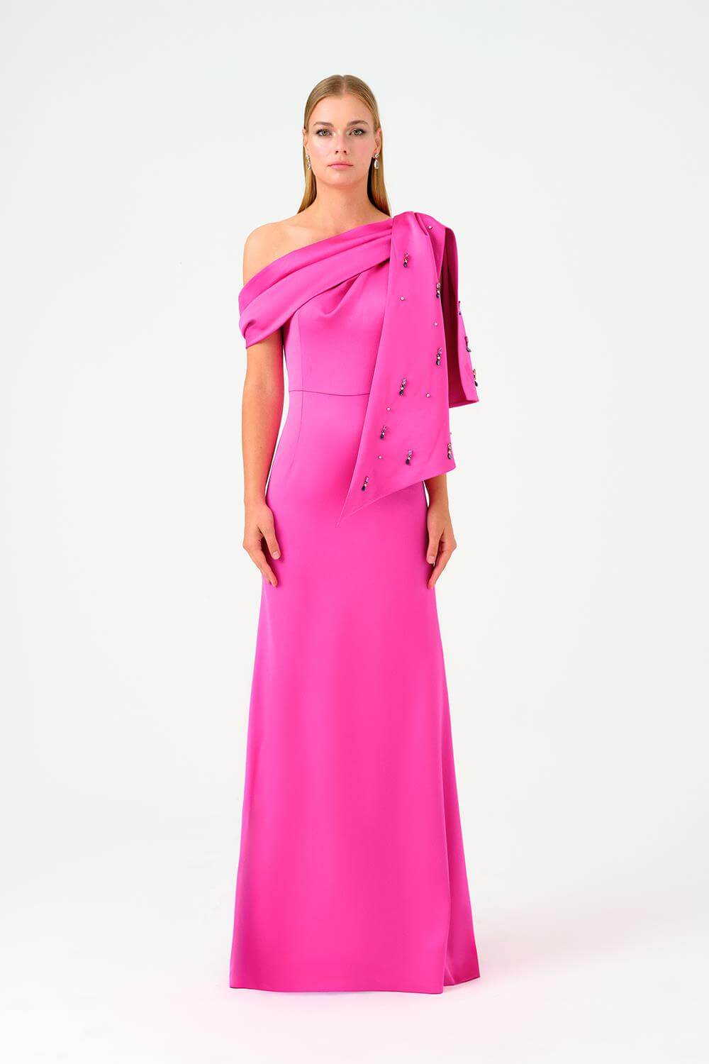 Taş İşlemeli Balık Kesim Uzun Abiye Elbise - 9166C