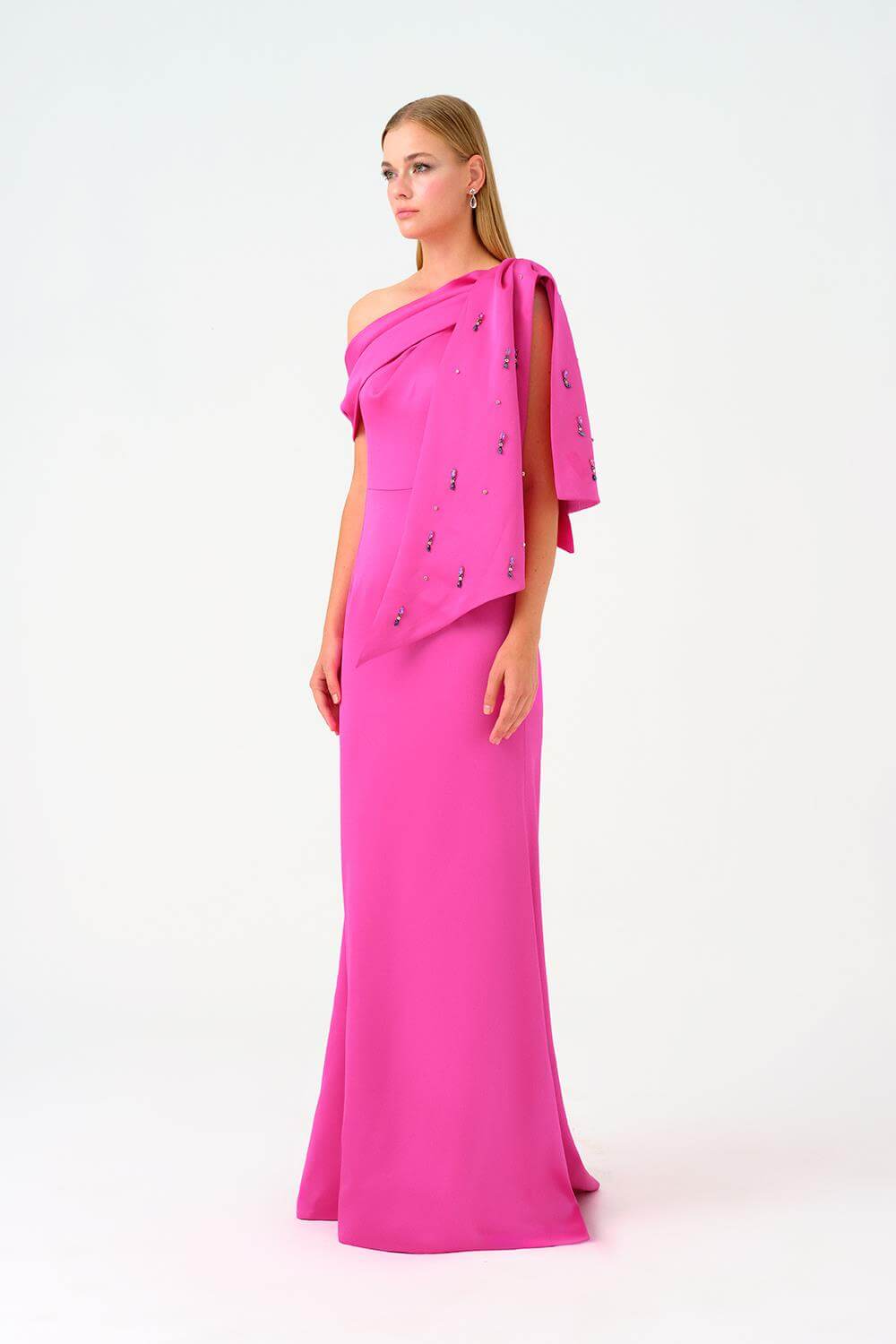 Taş İşlemeli Balık Kesim Uzun Abiye Elbise - 9166C