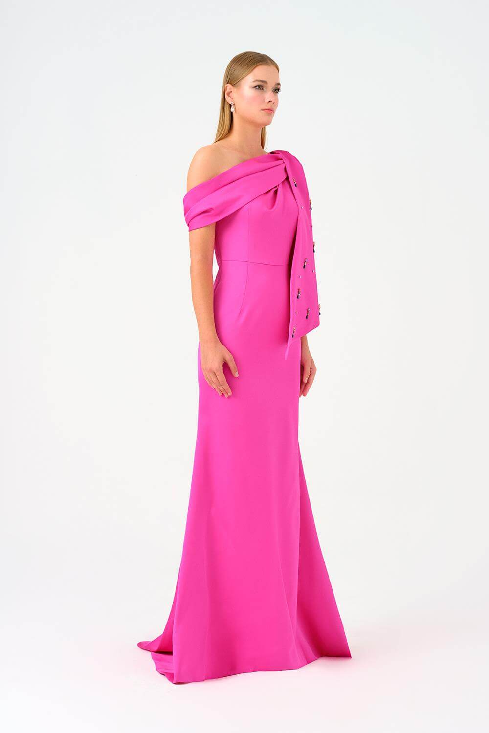 Taş İşlemeli Balık Kesim Uzun Abiye Elbise - 9166C