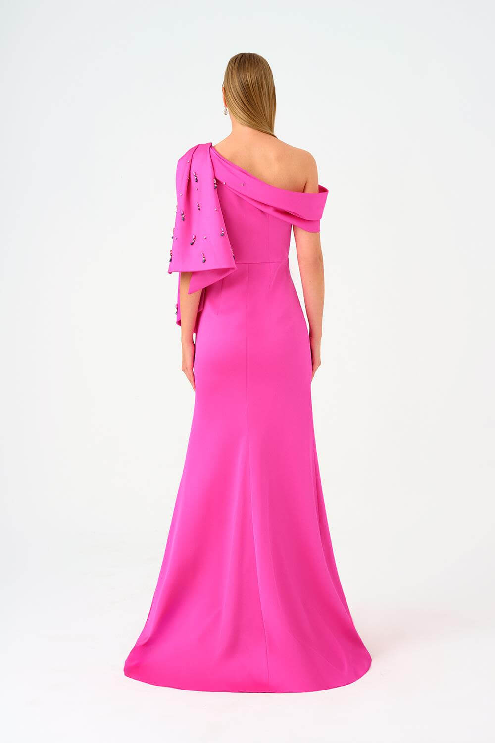 Taş İşlemeli Balık Kesim Uzun Abiye Elbise - 9166C