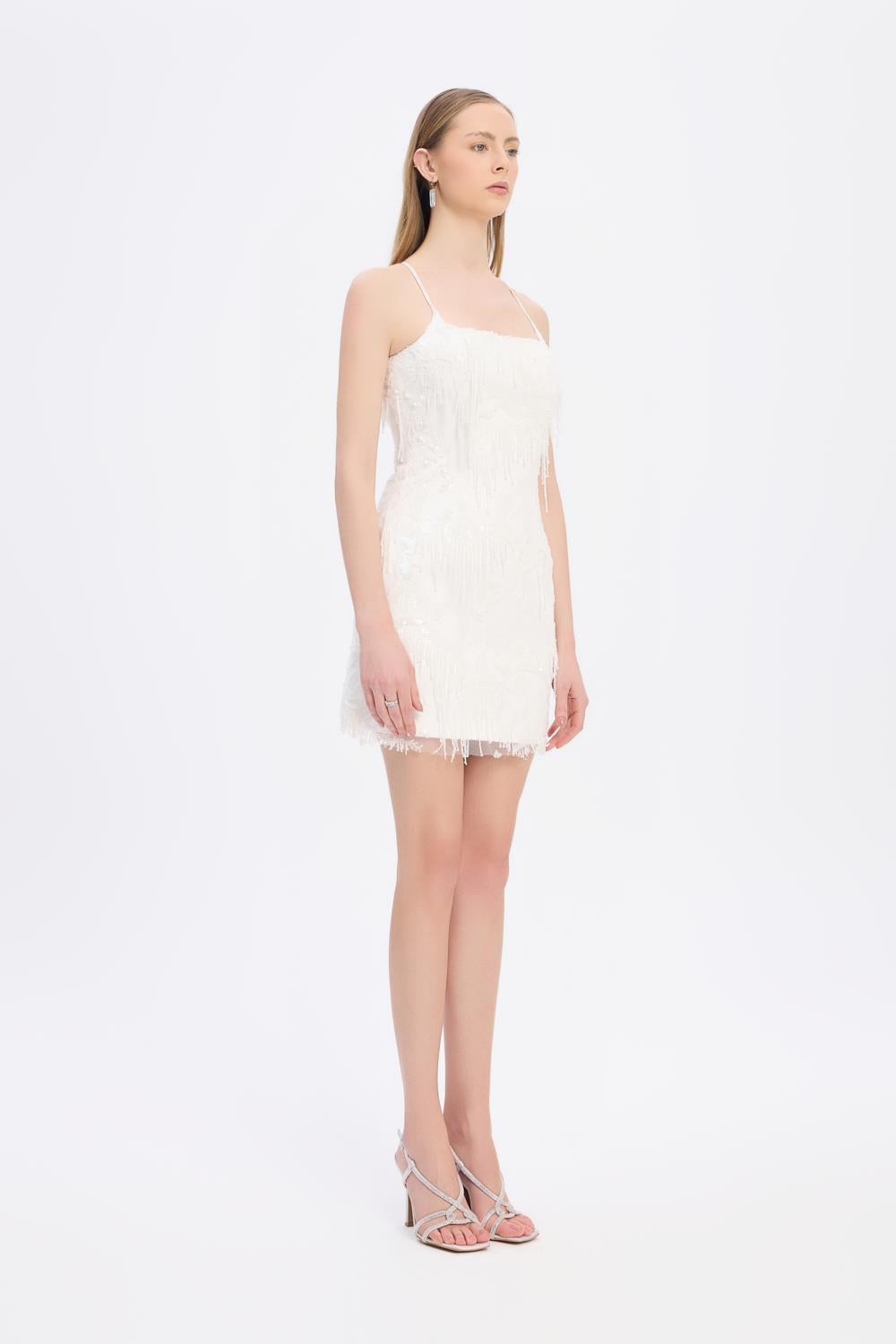 Taş İşlemeli Boyundan Askılı Mini Abiye Elbise - 9339C