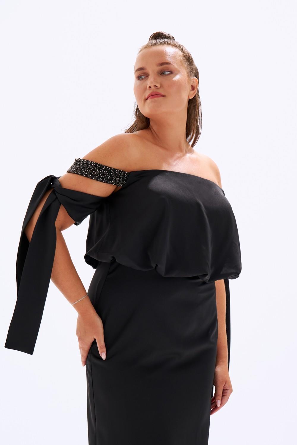 Düşük Omuzlu Büyük Beden Abiye Elbise - 6000C