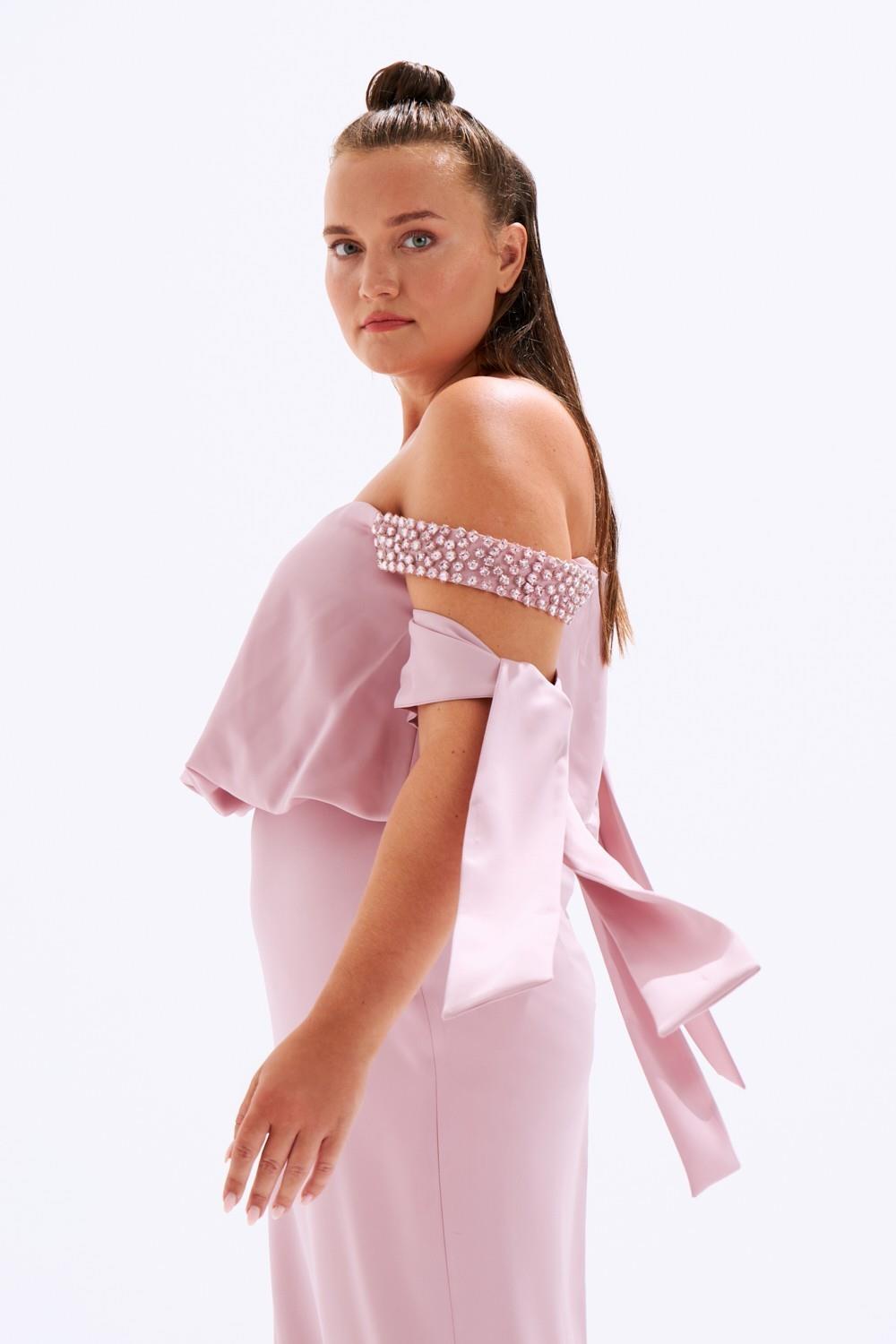 Düşük Omuzlu Büyük Beden Abiye Elbise - 6000C