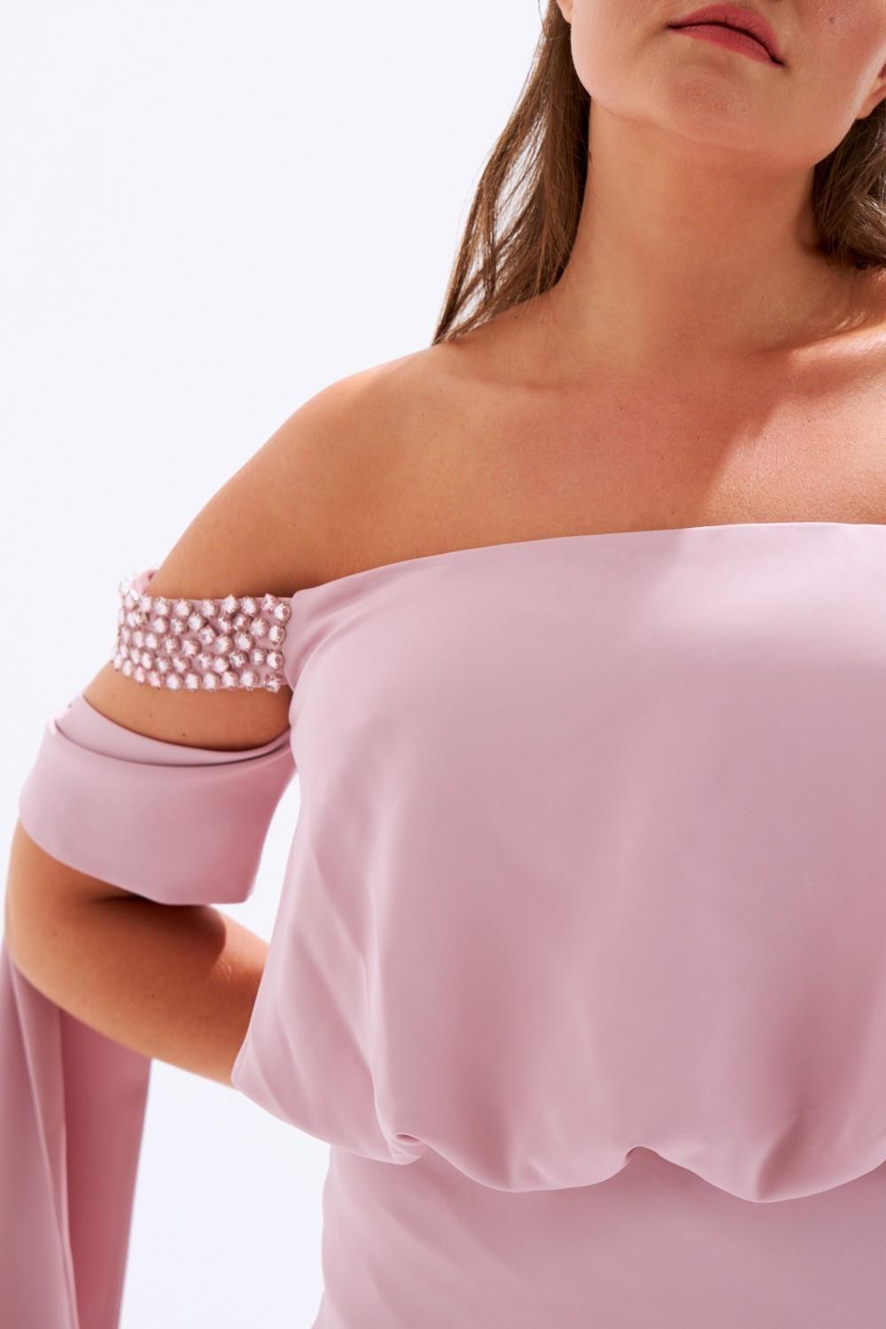 Düşük Omuzlu Büyük Beden Abiye Elbise - 6000C