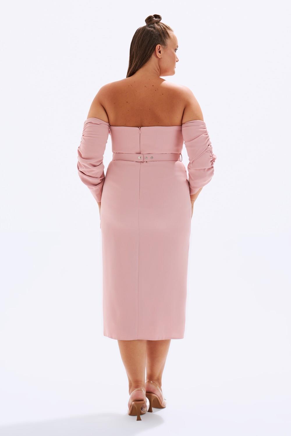 Kalp Yaka Kemerli Büyük Beden Abiye Elbise - 6005C