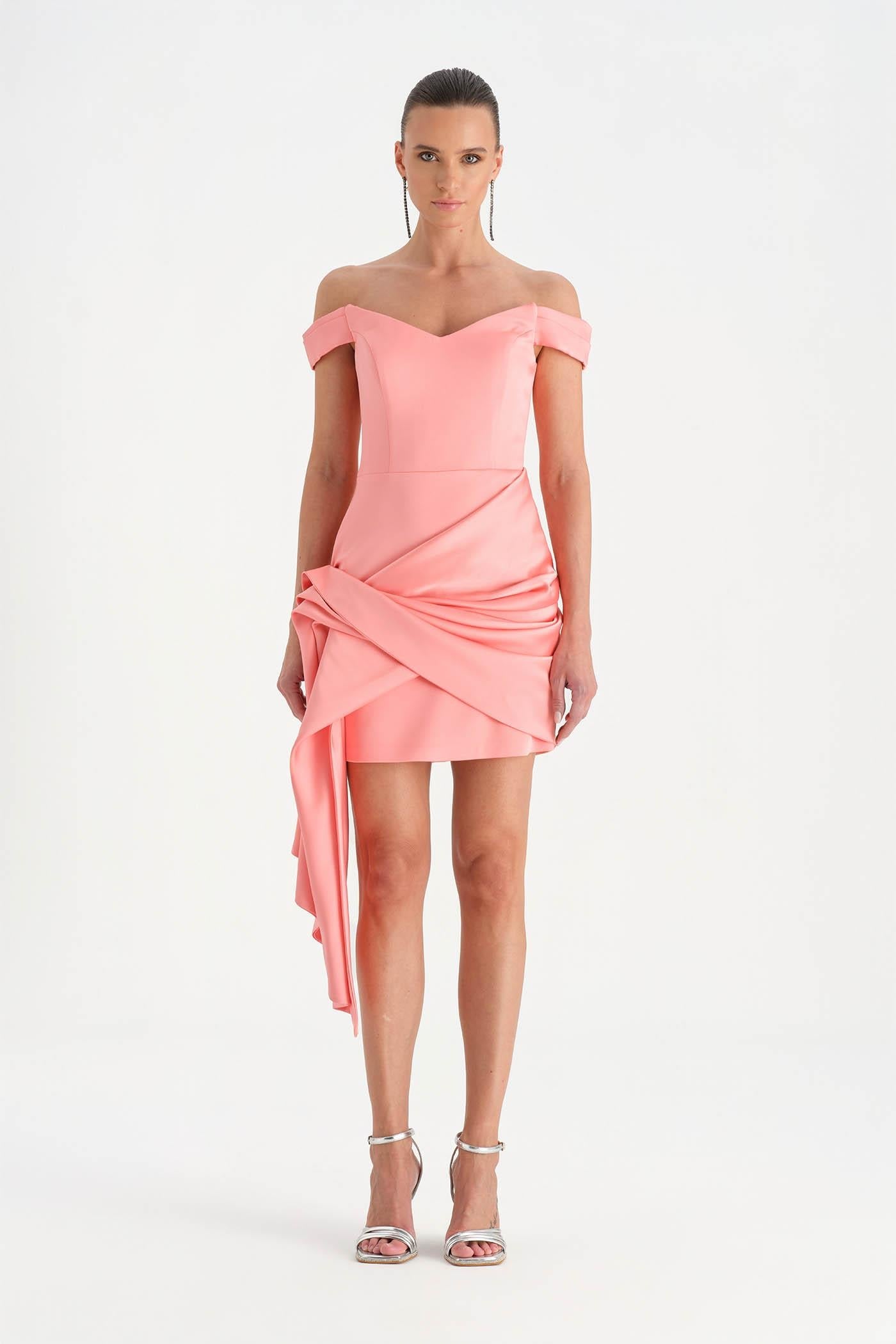 Off-Shoulder Draped Evening Dress - 26018C