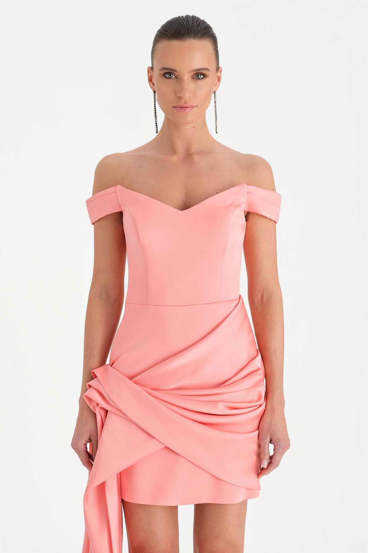 Off-Shoulder Draped Evening Dress - 26018C