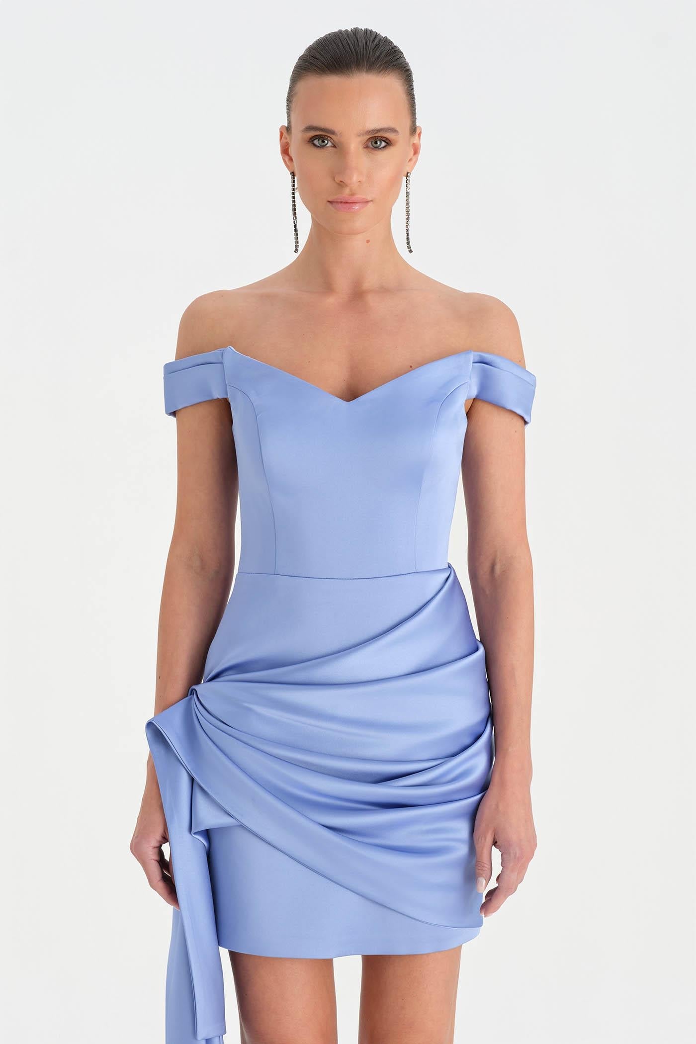 Off-Shoulder Draped Evening Dress - 26018C