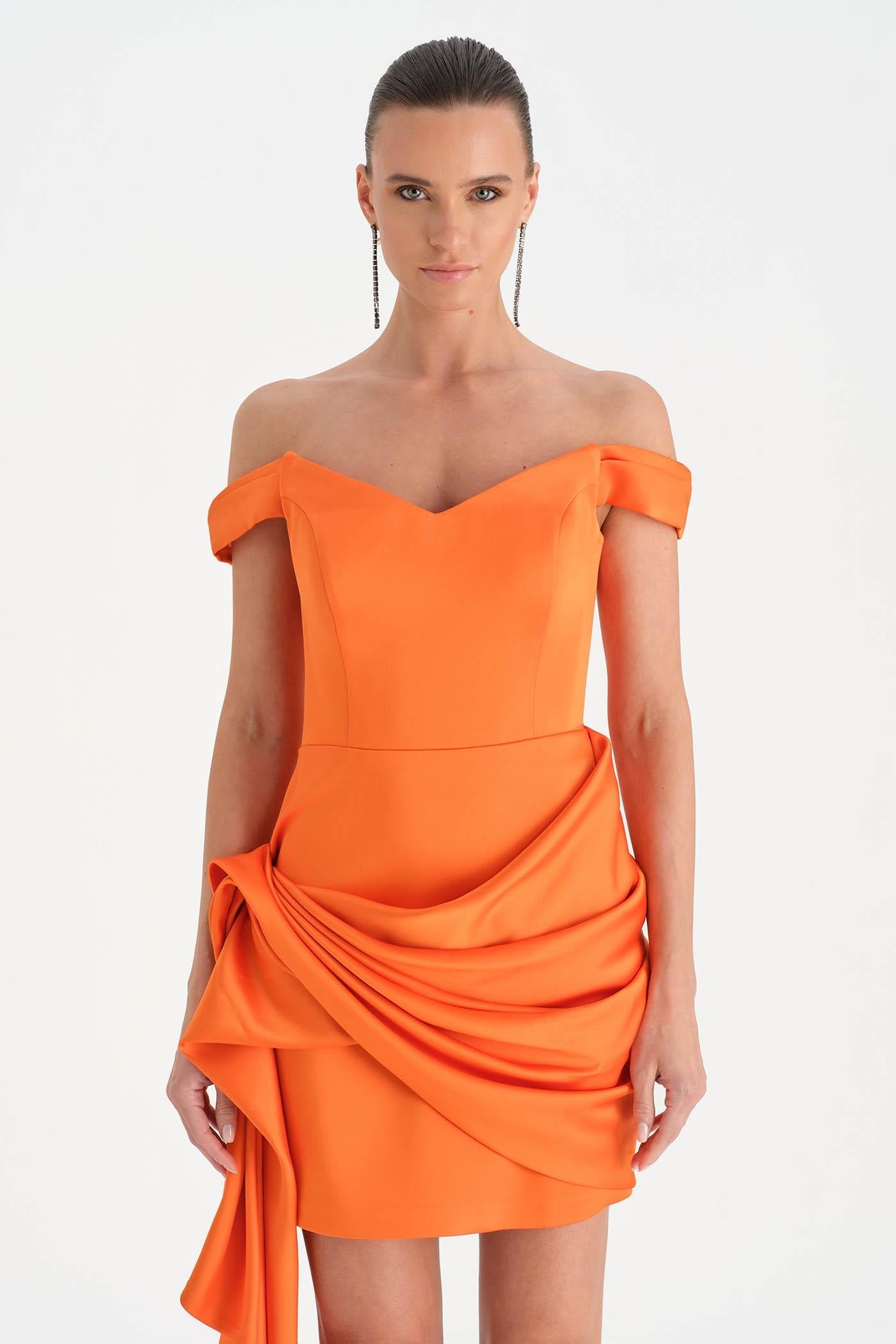 Off-Shoulder Draped Evening Dress - 26018C