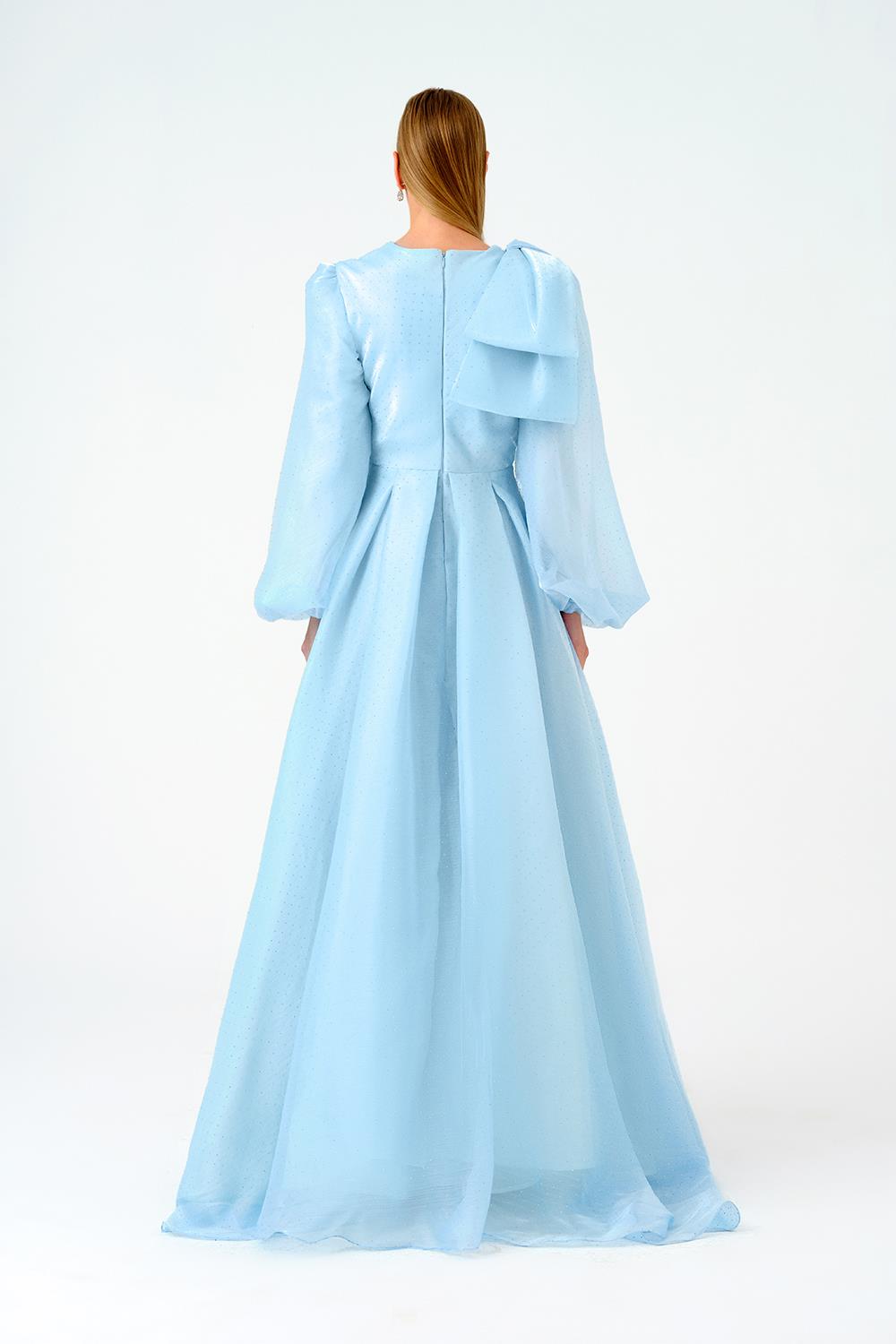 Fiyonk Detaylı Taşlı Uzun Abiye Elbise - 9175C