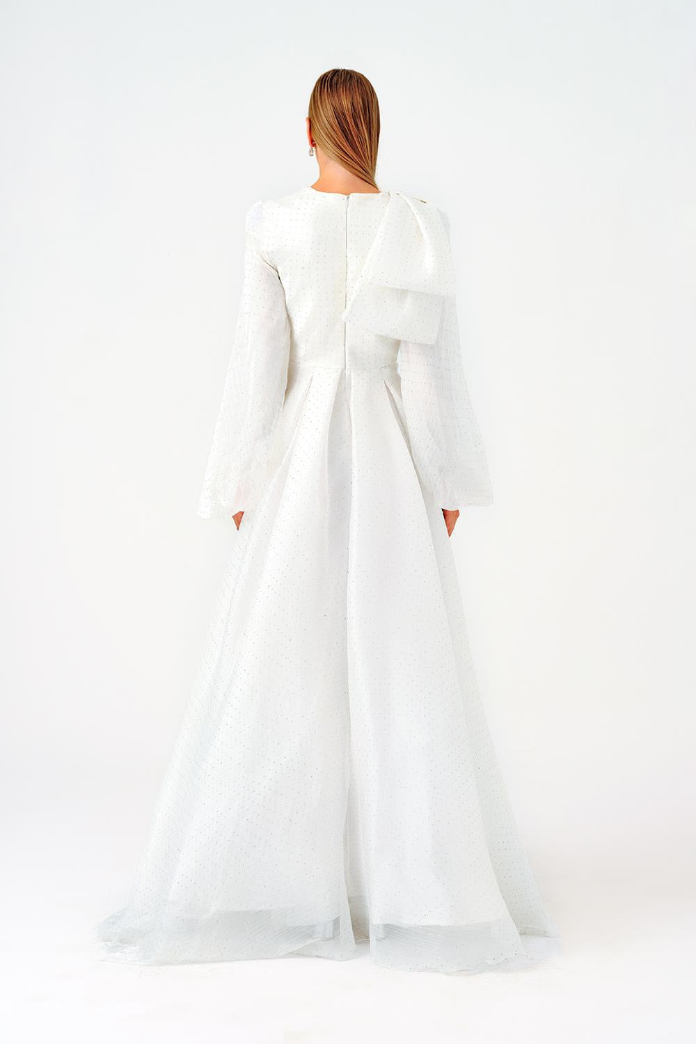 Fiyonk Detaylı Taşlı Uzun Abiye Elbise - 9175C